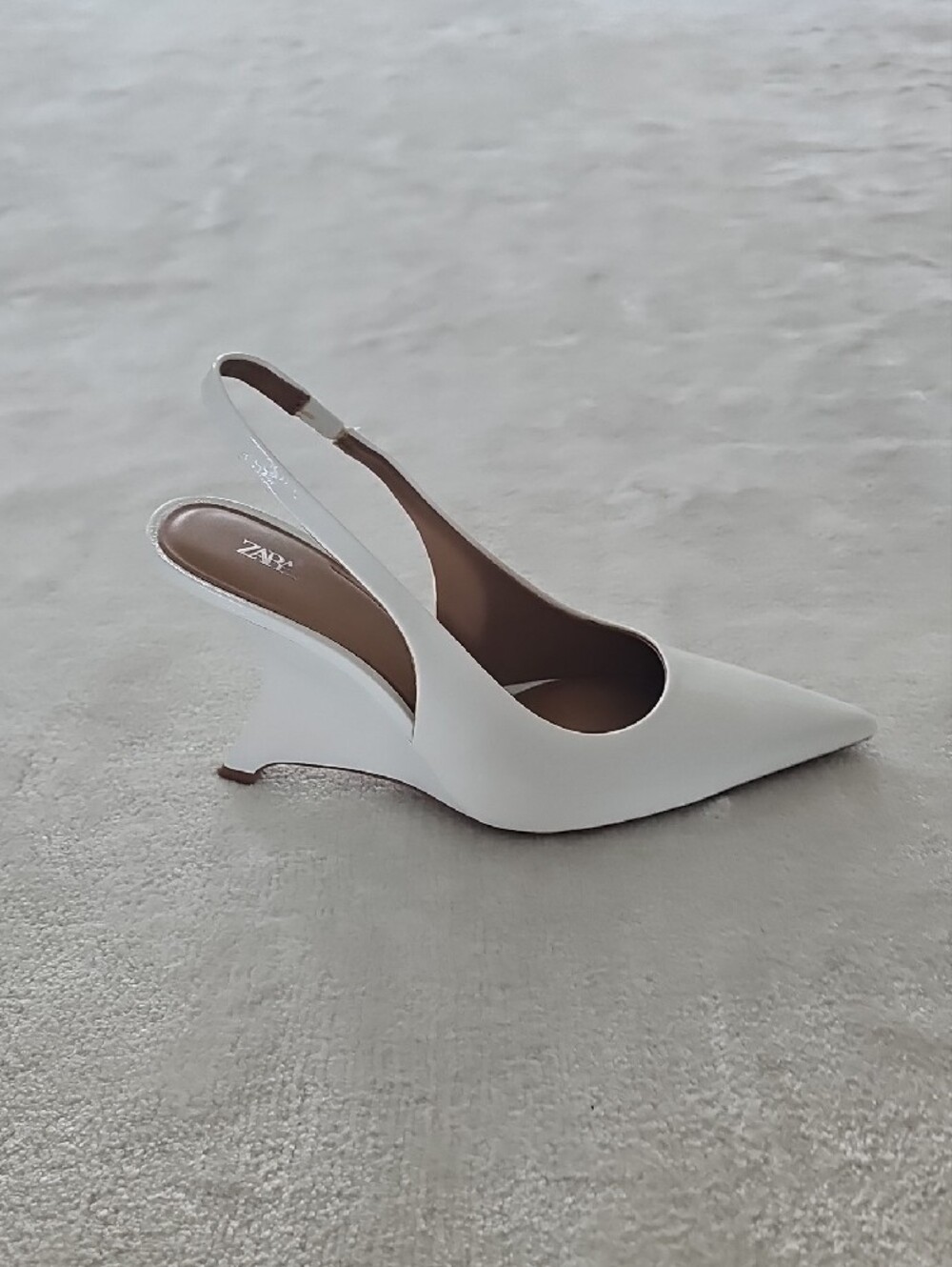 Zara White Sculpted Slingback Wedge Heels - Picture 5 of 6